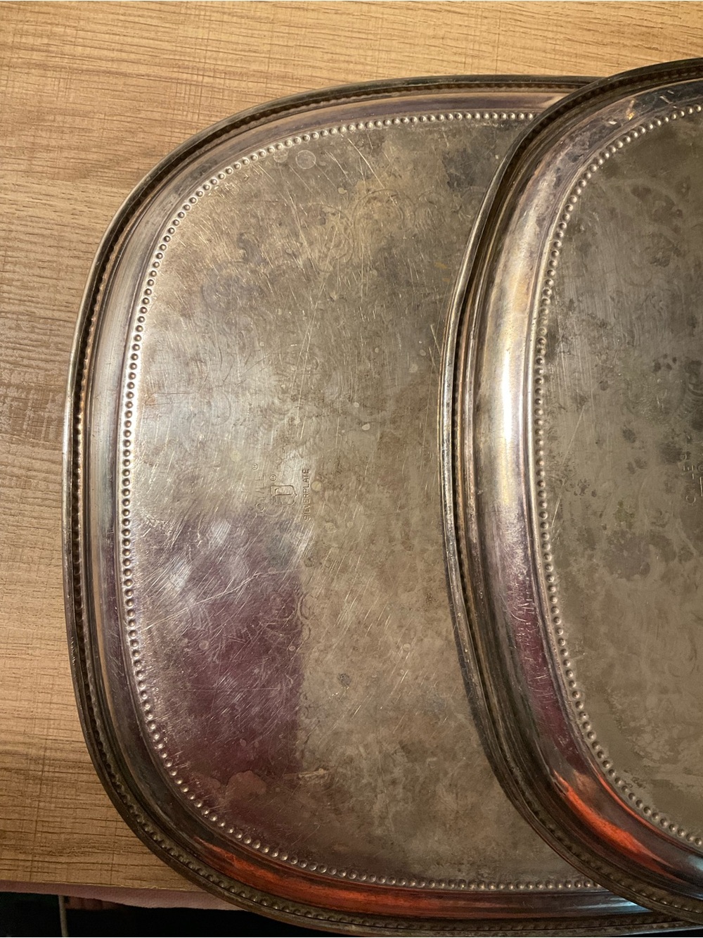 Towle Silver-Plated Beaded Edge Serving Trays